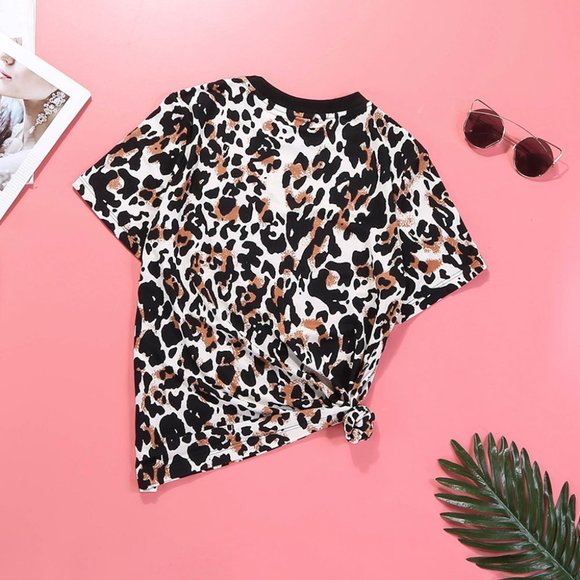 Tops - Leopard Print Short Sleeve Shirt